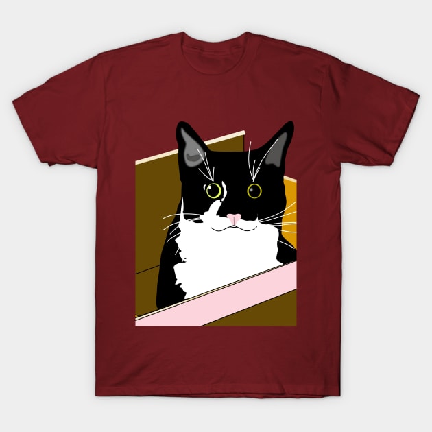 Cat in a box Cute Tuxedo Cat I can fit Copyright by TeAnne T-Shirt by TeAnne